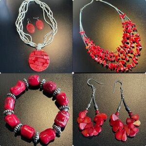 Natural Coral Jewelry Bundle